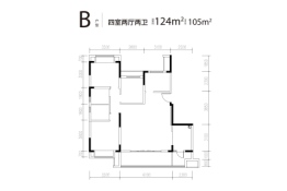 信达斓郡4室2厅1厨2卫建面124.00㎡