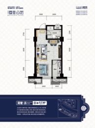 新星宇摩登公园1室1厅1厨1卫建面57.00㎡