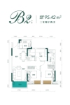 建面约95.42平米B2户型