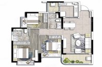 E户型， 3室2厅2卫1厨， 建筑面积约109.00平米