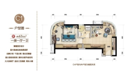 碧桂园·国际商业中心1室1厅1卫建面63.00㎡