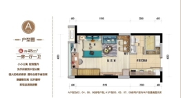 碧桂园·国际商业中心1室1厅1卫建面48.00㎡