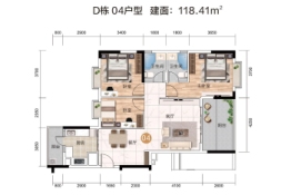 帝缘·繁花里3室2厅1厨2卫建面118.41㎡