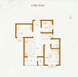 润都御园2室2厅1厨1卫建面77.25㎡