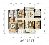 142平方四房户型