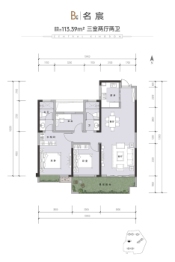 利都·中环名座3室2厅1厨2卫建面113.39㎡