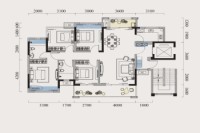 H户型， 4室2厅2卫1厨， 建筑面积约115.19平米