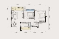 F1户型， 2室2厅1卫1厨， 建筑面积约77.70平米