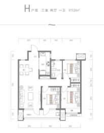 九里元著3室2厅1厨1卫建面112.00㎡