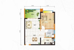 四季康城二期1室2厅1厨1卫建面61.06㎡