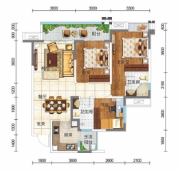 交投港航·上河城3室2厅1厨2卫建面98.00㎡