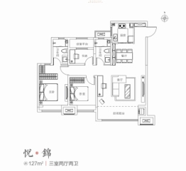 保利·堂悦3室2厅1厨2卫建面127.00㎡