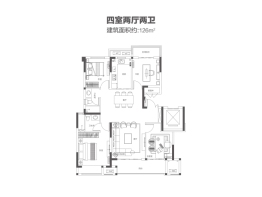 丝路御城4室2厅1厨2卫建面126.00㎡