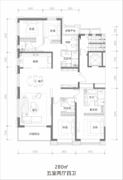 万达龙樾府4室2厅1厨4卫建面280.00㎡