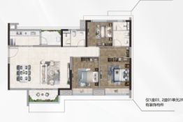 合景新鸿基·泷景3室2厅1厨2卫建面114.00㎡