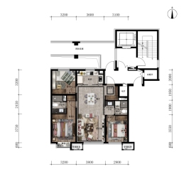 万科·东第3室2厅1厨2卫建面111.00㎡