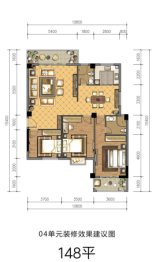 新元御景名墅3室2厅1厨2卫建面148.00㎡