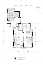 轩泽硅谷壹号·书香邑2室2厅1厨1卫建面89.00㎡