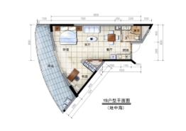 晋唐海湾1室1厅1厨1卫建面76.00㎡