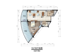 晋唐海湾1室2厅1厨1卫建面92.00㎡