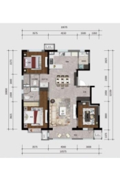 万科翡翠观唐3室2厅1厨2卫建面138.00㎡