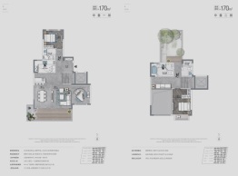 绿地安兰诺雅2室2厅1厨3卫建面170.00㎡