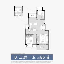 旭辉吴门里3室2厅1厨1卫建面86.00㎡