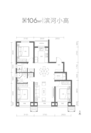 锦溢大河宸院3室2厅1厨2卫建面106.00㎡