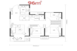 新华阙晤园3室2厅1厨1卫建面96.00㎡