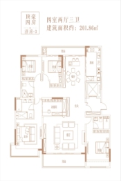 荣邦瑞府4室2厅1厨3卫建面201.00㎡