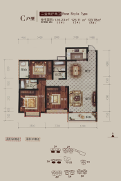 祁东东城国际3室2厅1厨2卫建面123.78㎡