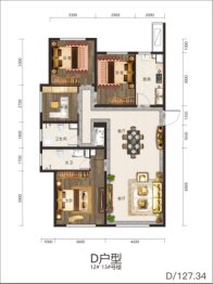 乌房蓝锦湾3室2厅1厨2卫建面127.34㎡