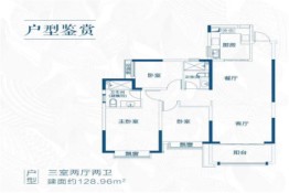 贵阳恒大帝景3室2厅1厨2卫建面128.96㎡