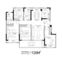 嘉樾时代花园4室2厅1厨2卫建面120.00㎡