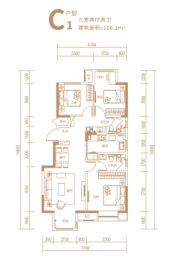 金地·都会名悦3室2厅1厨2卫建面106.20㎡