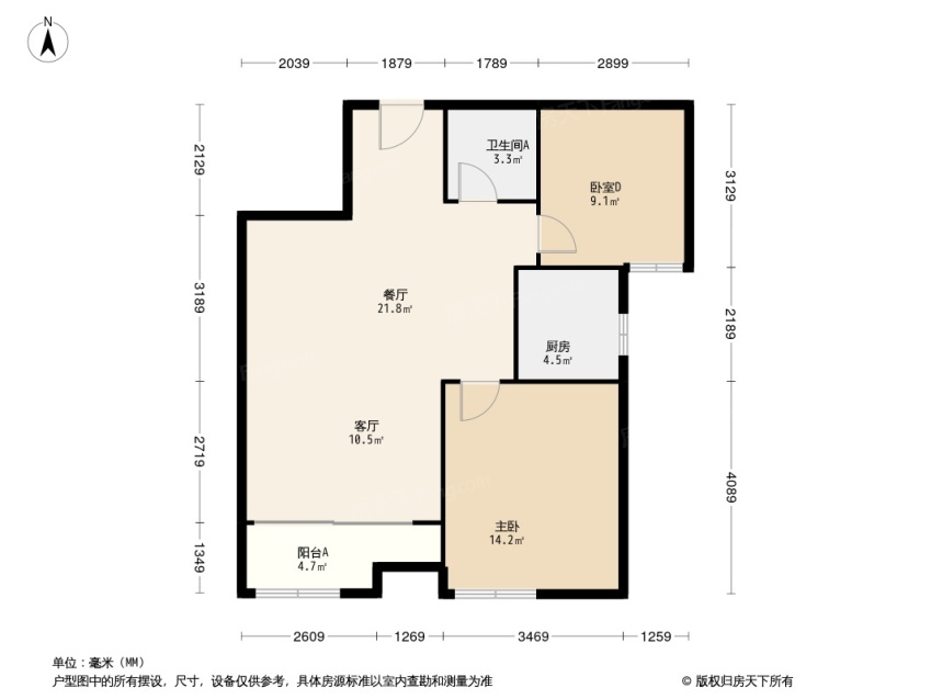 阳光100两室一厅 110万 价格合适 户型方正 方便停车