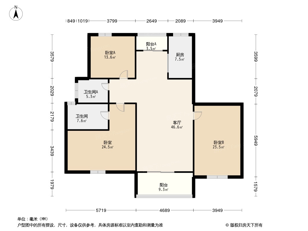 兰峰城市花园3居室户型图