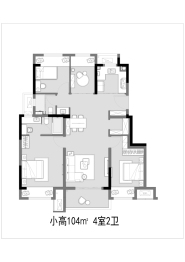 月印万川4室2厅1厨2卫建面104.00㎡