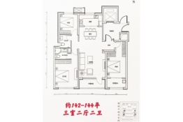 东海·国风上院3室2厅1厨2卫建面142.00㎡