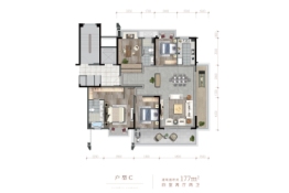 龙湖盛天双珑原著4室2厅1厨2卫建面177.00㎡