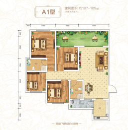 阳光翡翠豪庭4室2厅1厨2卫建面107.00㎡