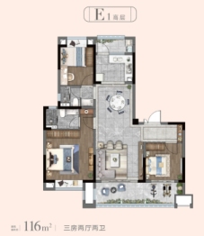 瑞富·公园壹号3室2厅1厨2卫建面116.00㎡