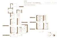 3栋B2户型03/04单位建面约128㎡