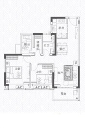 敏捷东樾府2室2厅1厨1卫建面75.00㎡