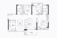 建面约85平两房户型