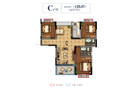 美仑·金沙城3室2厅1厨2卫建面120.57㎡