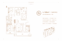 一期12号楼B2户型图-建筑面积约：126m2