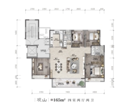 绿地·御山台4室2厅1厨2卫建面165.00㎡