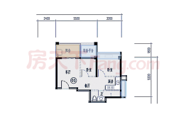 尚逸华府2室1厅1厨1卫建面56.64㎡