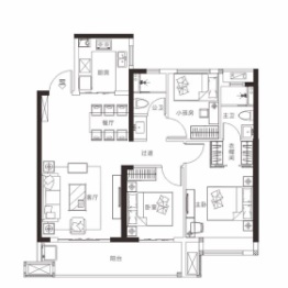 海伦堡玖悦府3室2厅1厨2卫建面109.00㎡